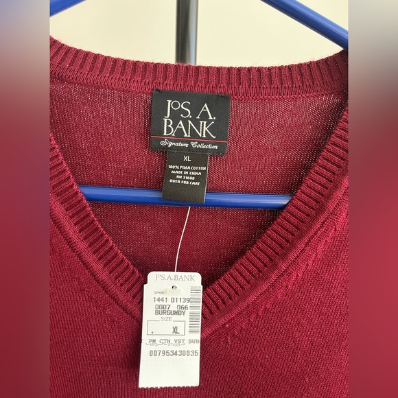 NWT Jos A Bank Signature Collection Pima cotton sweater vest burgundy wine 🍷 XL - Picture 5 of 6